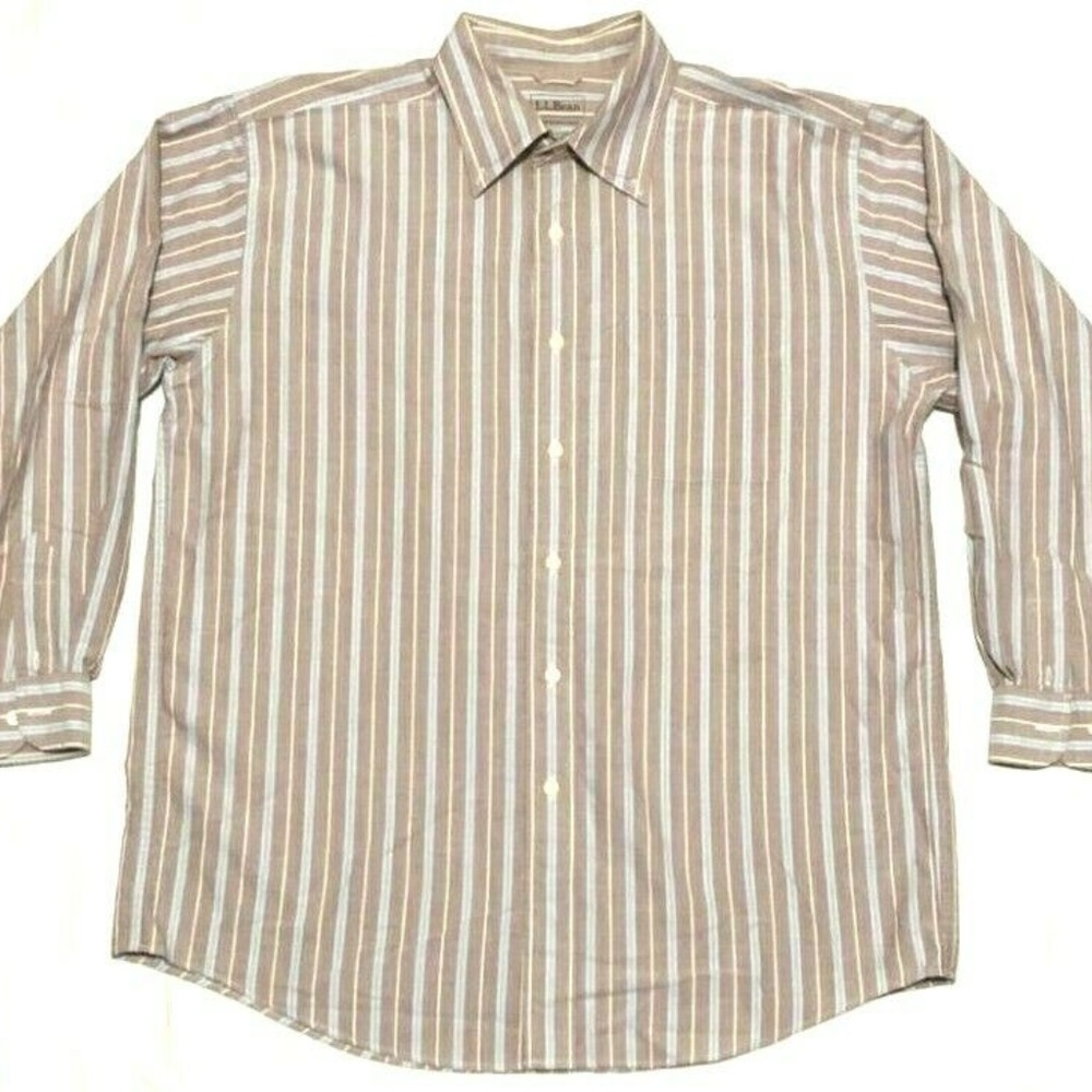 L. L. Bean Purple & Blue Striped Button Up Long Sl